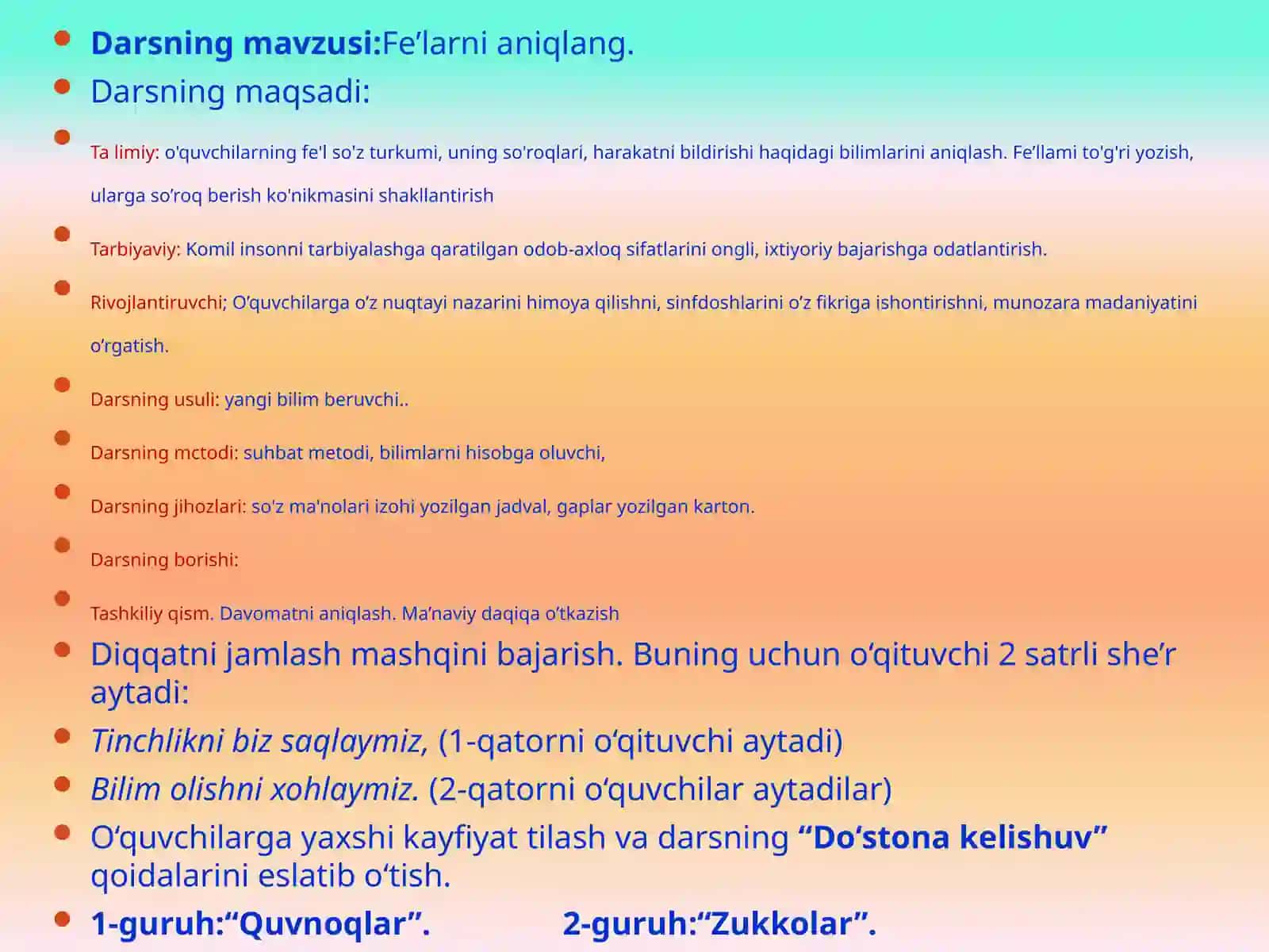 Fe’larni aniqlang 2