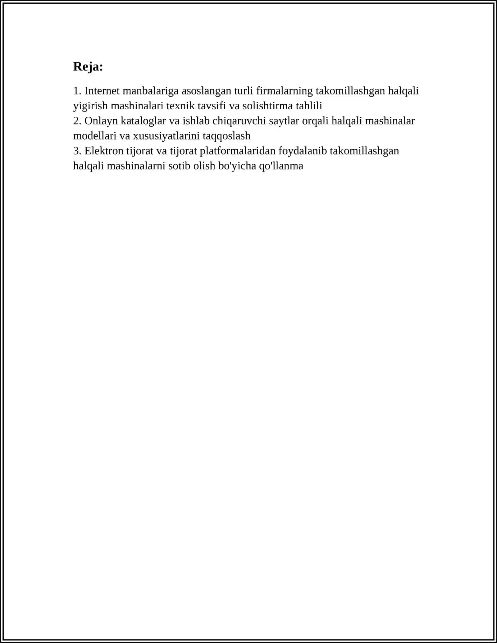 TURLI FIRMALARNING TAKOMILLASHGAN HALQALI YIGIRISH MASHINALARI BO'YICHA INTERNET MA'LUMOTLARIDAN FOYDALANISH 2