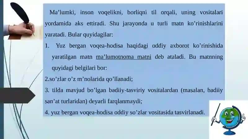 Matn va uning turlari 2