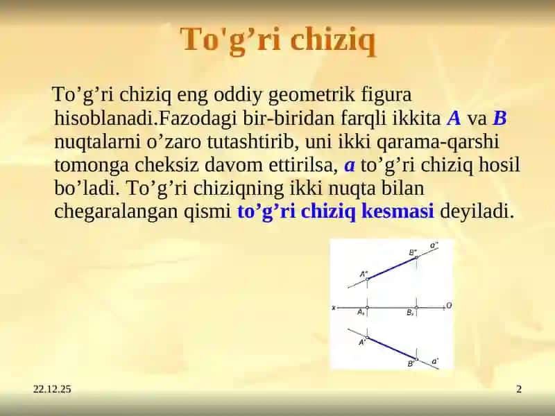 To'g’ri chiziqning ortogonal proyeksiyalari 2