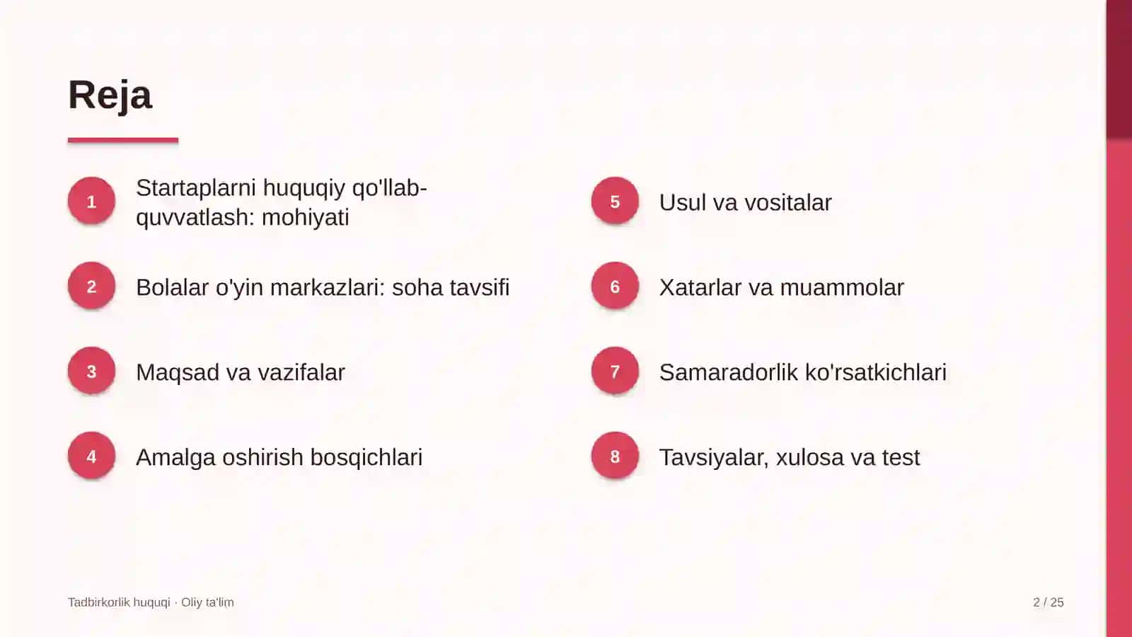 bolalar o'yin markazlarida startap loyihalarini huquqiy qo'llab quvvatlash 5899 2