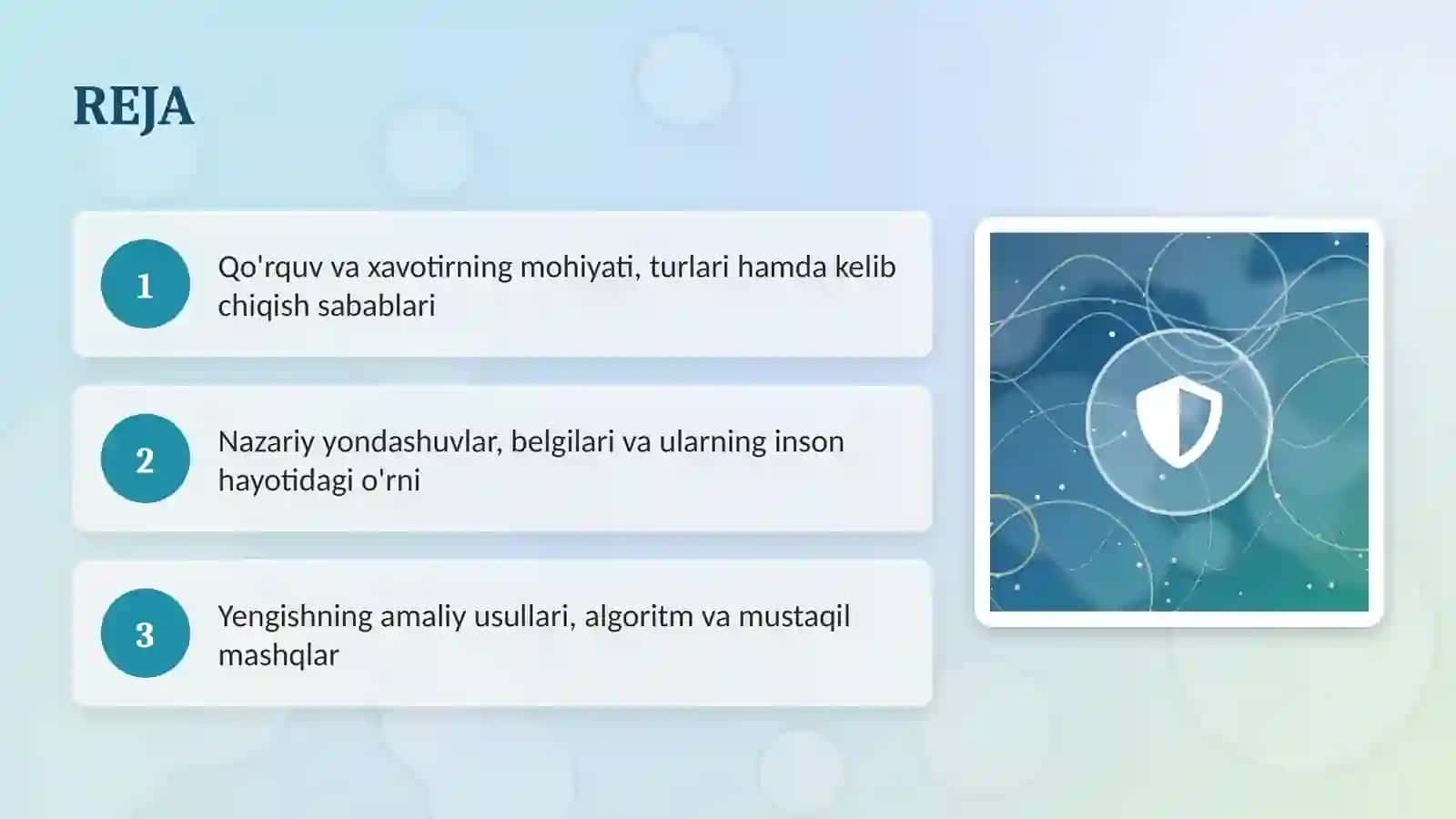 Qo'rquv va xavotirning psixologik usullari 2