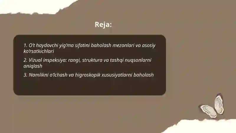 O't haydovchi yig'ma sifatini baholash,qadoqlash va o'rash 2