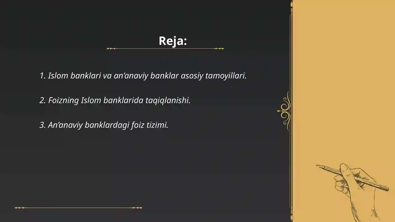 Islom banki va an’anaviy banklar o’rtasidagi farqlar 2