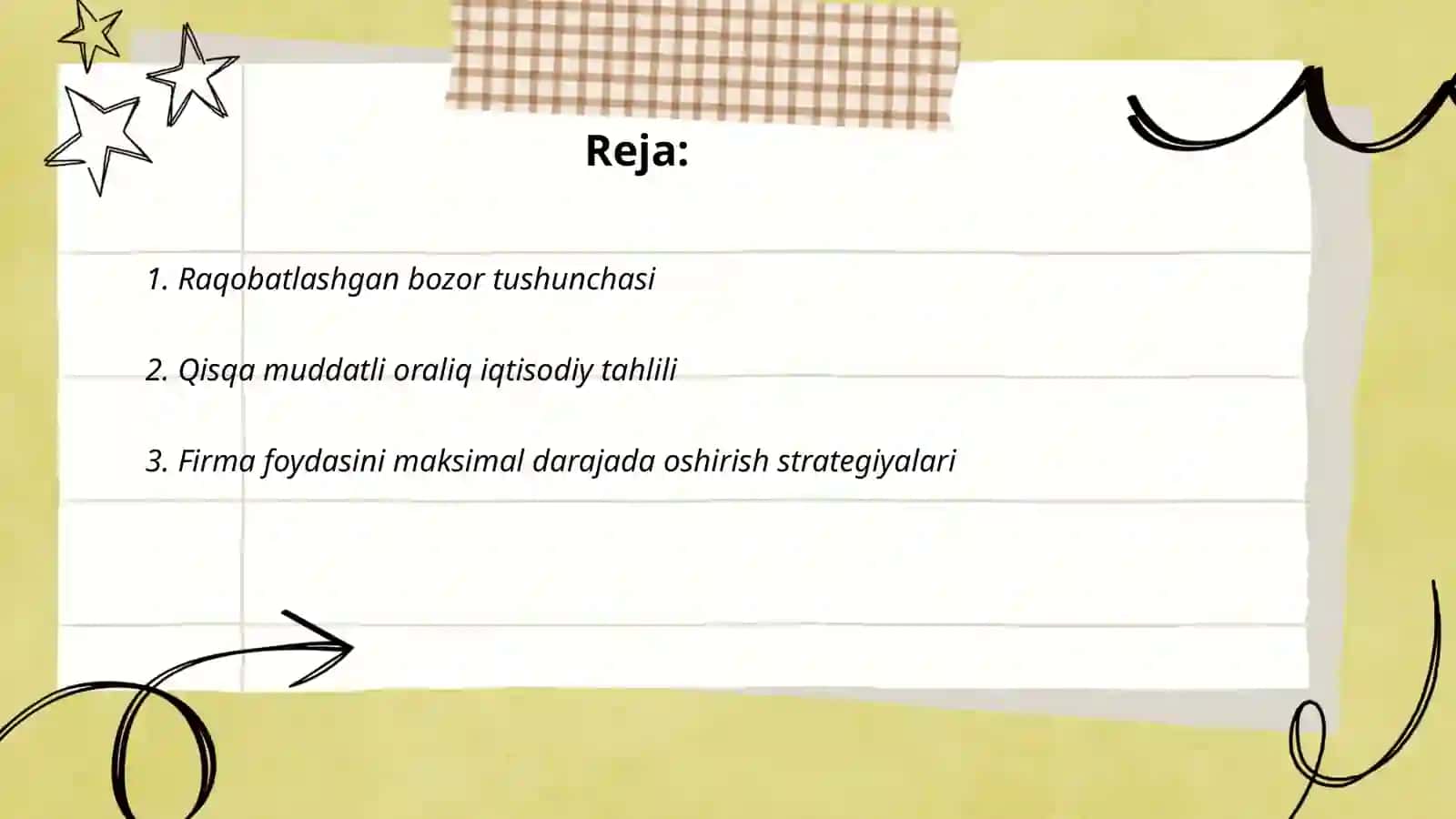Raqobatlashgan bozorda qisqa muddatli oraliqda firma foydasini maksimallashtirish va uning taklifi 2