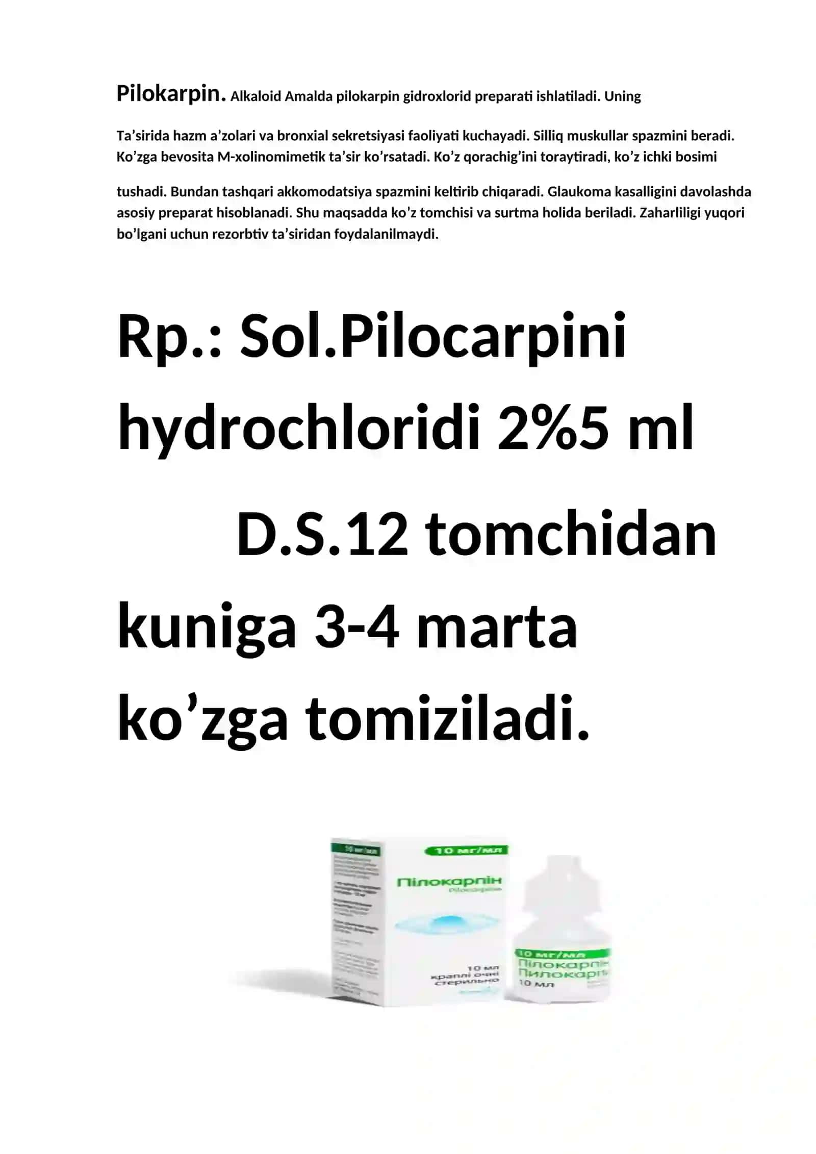 Xolinomimetik vositalar va xolinoblokatorlar: farmakokinetika va farmakodinamika 2
