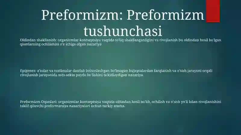 Epigenez Va Preformizm Oqimlari 2
