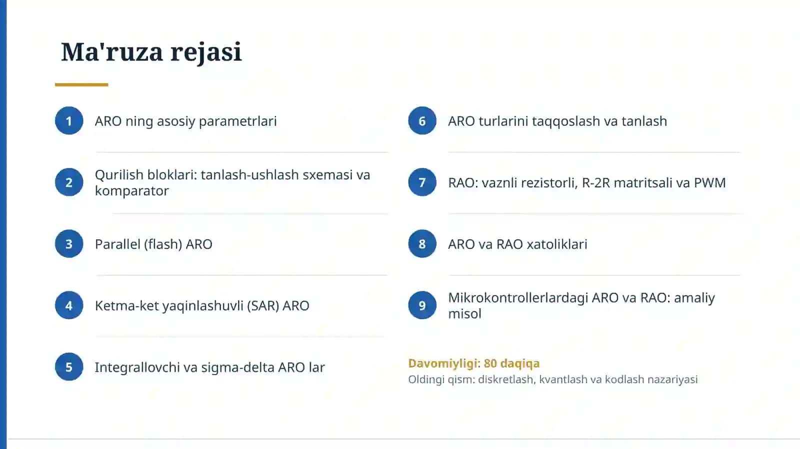 Analog-raqamli va raqamli-analog o‘zgartirgichlar: turlari, ishlash tamoyili va xatoliklari (2-qism) 2