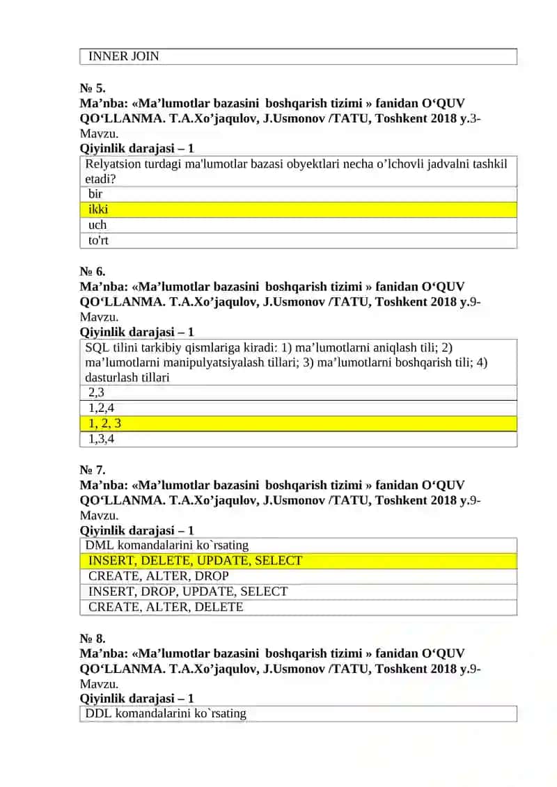Ma’lumotlar bazasi boshqarish tizimi 2