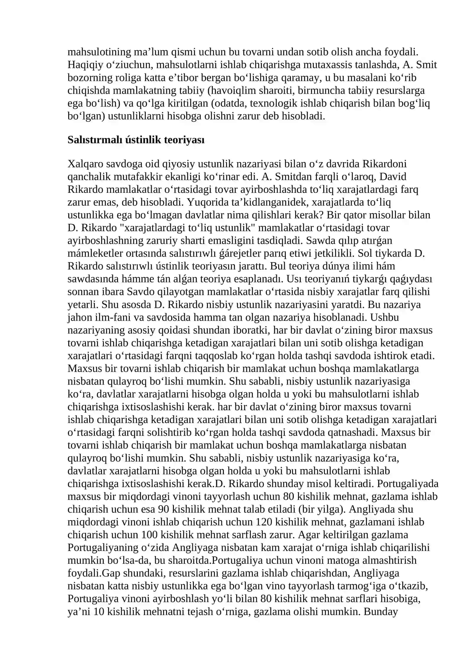 Xalqaro savdo to'g'risidagi iqtisodiy ta'limotlar 2