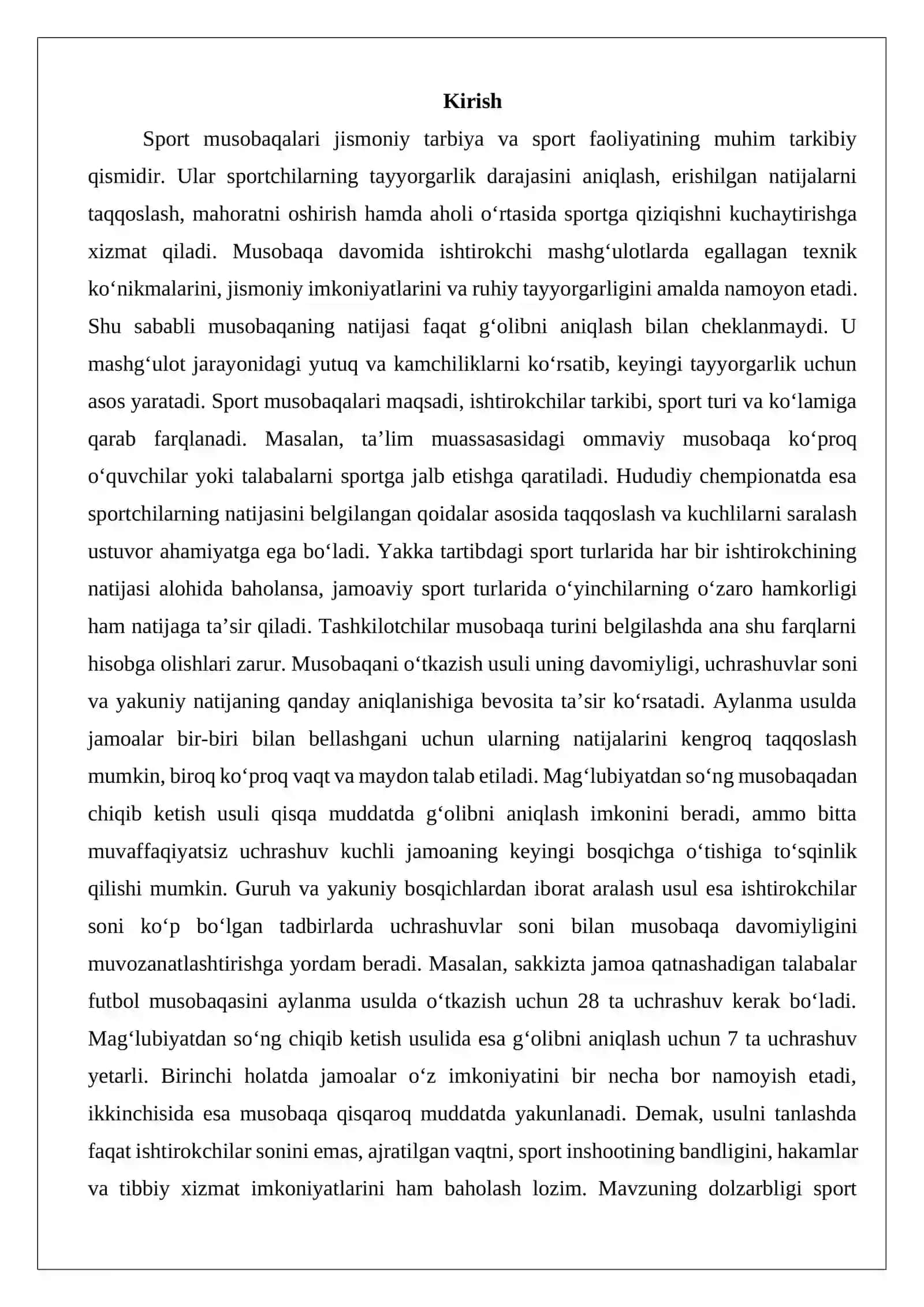 Sport musobaqalarining turlari va ularni o‘tkazish usullari 2