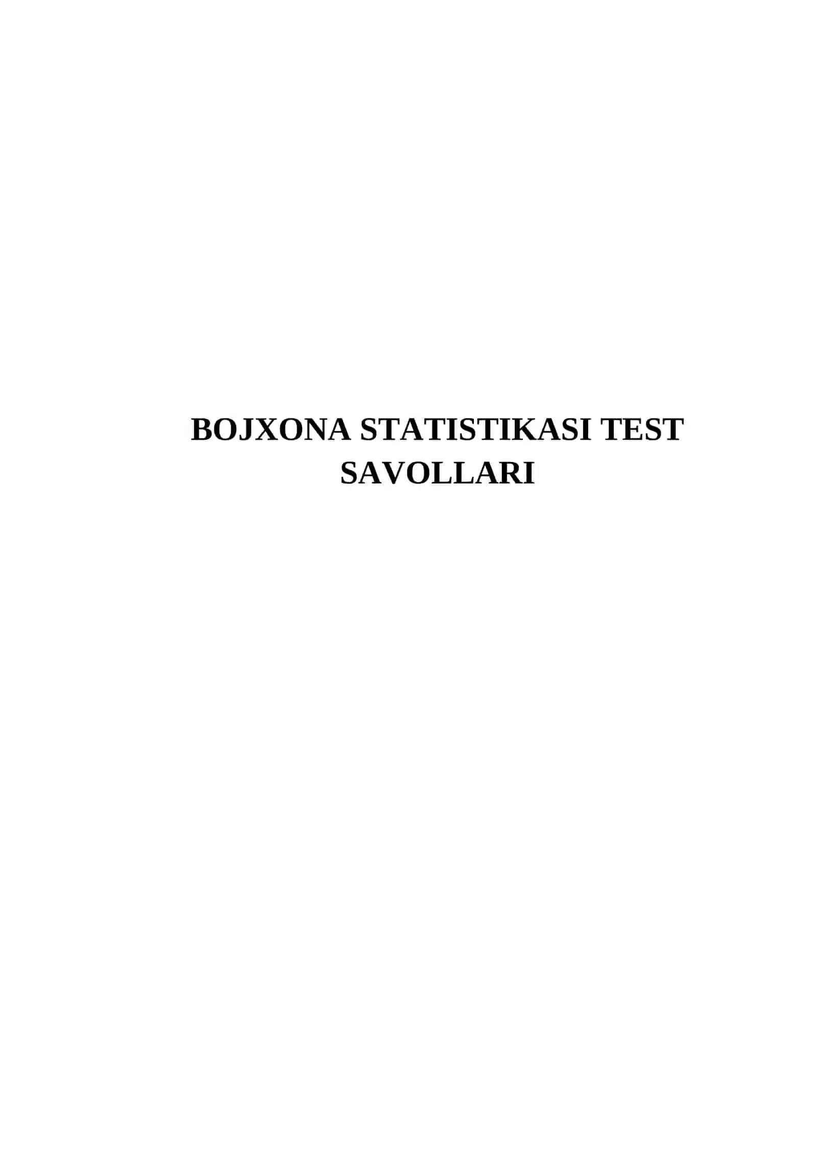BOJXONA STATISTIKASI TEST SAVOLLARI 2