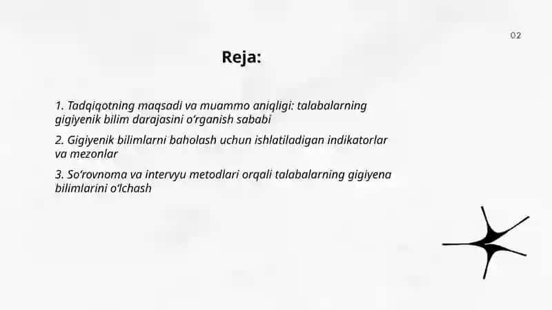 Talabalarning gigiyenik bilimlarni darajasini oʻrganish 2