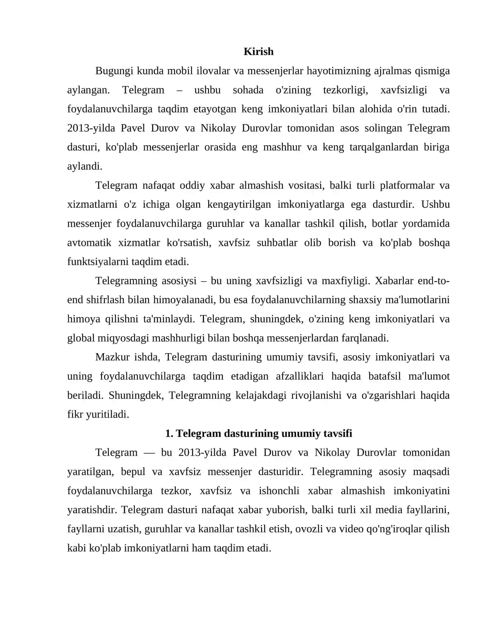 Telegram dasturi va uning imkoniyatlari 2