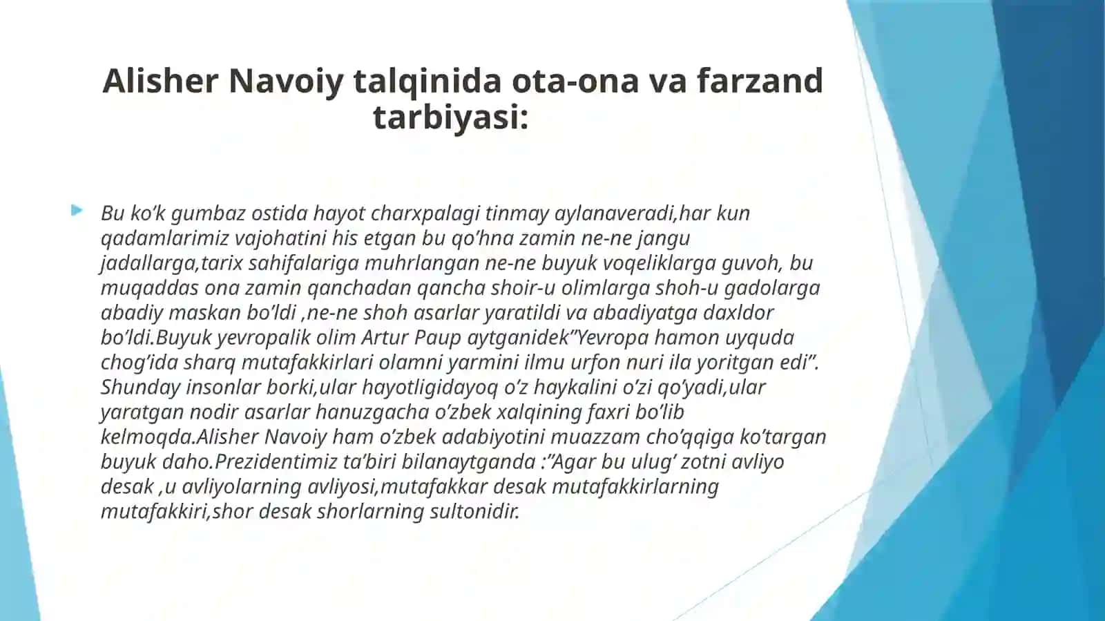 Alisher Navoiy talqinida ota-ona va farzand tarbiyasi 2