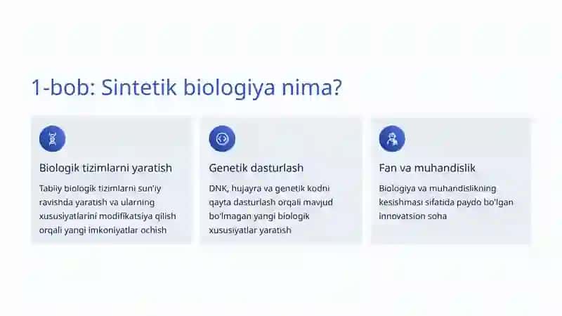 Sintetik biologiya: Hayotni qayta yaratish san'ati va ilm-fani 2
