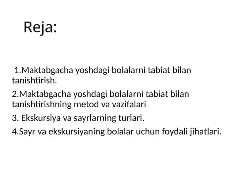 Bolalarni tabiat bilan  tanishtirish  ekskursiya va  sayrlarni tashkil etish 2