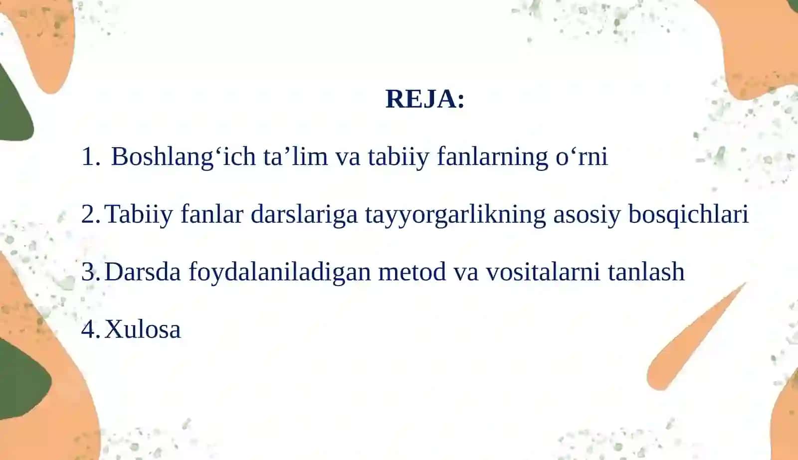 O'qituvchini boshlang'ich ta'lim tabiiy fanlar darslariga tayyorgarlik 2