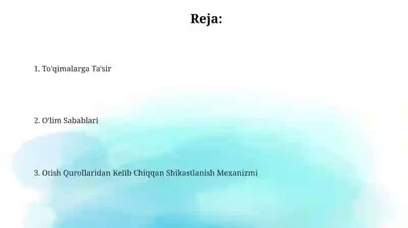 Oʻq otar qurollardan jarohatlanish mehanizimi 2