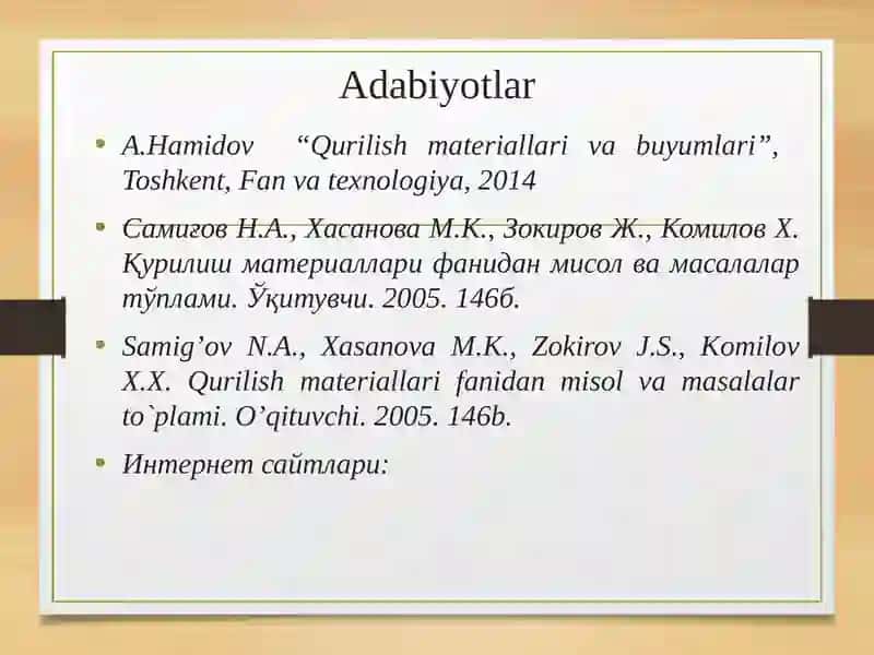 Qurilish materiallari va ularning tasnifi 2