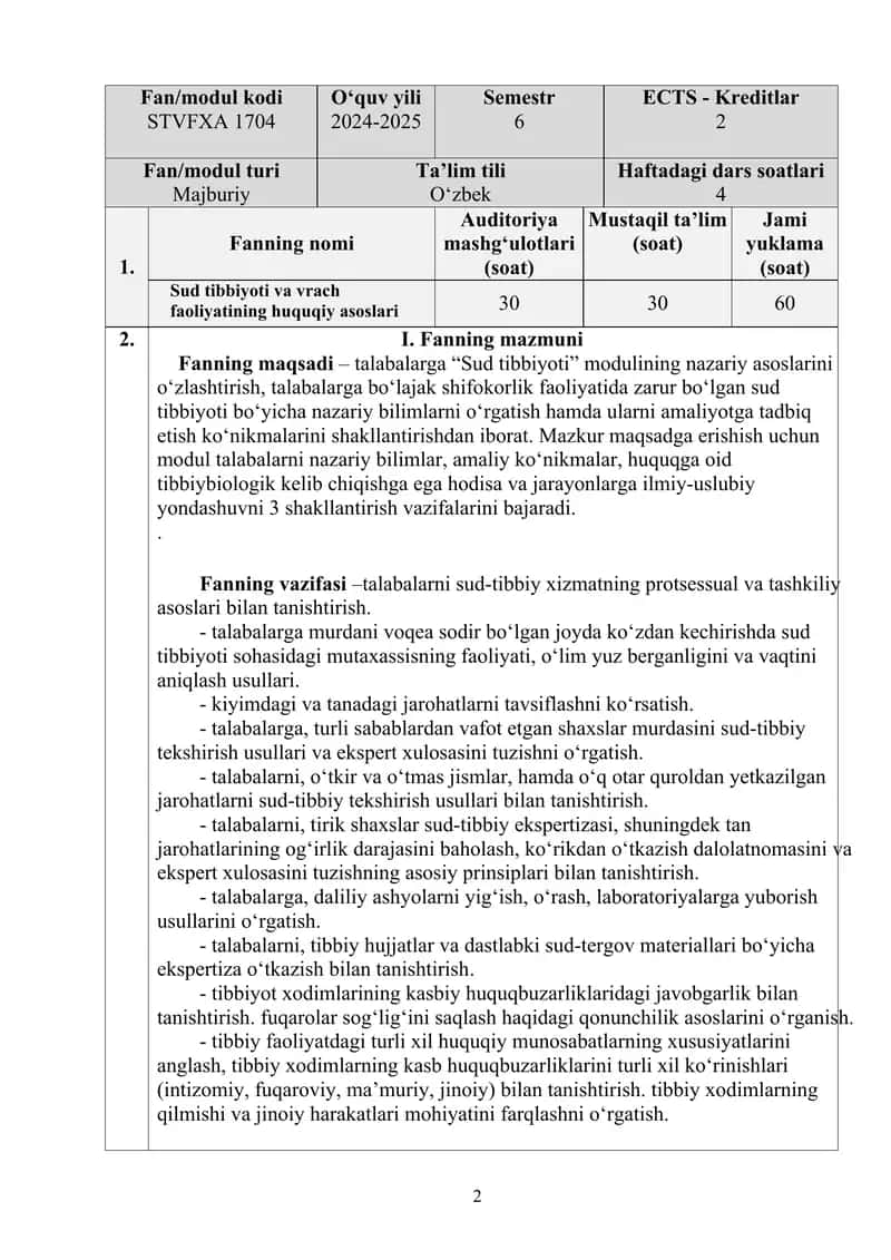 SUD TIBBIYOTI VA VRACH FAOLIYATINING HUQUQIY ASOSLARI 2