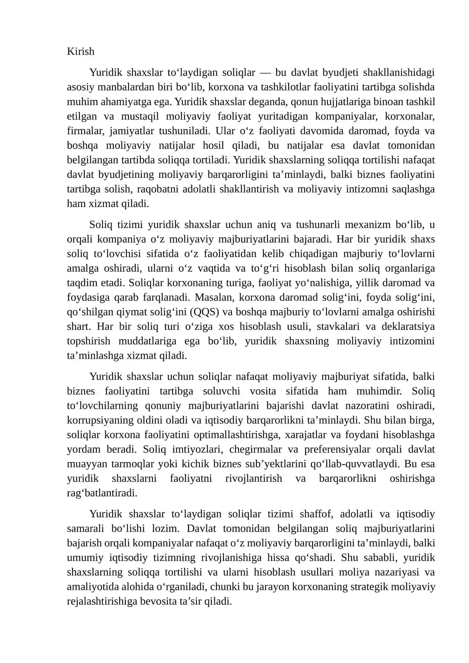 Yuridik shaxslar to'laydigan soliqlarga umumiy tavsifnoma 2