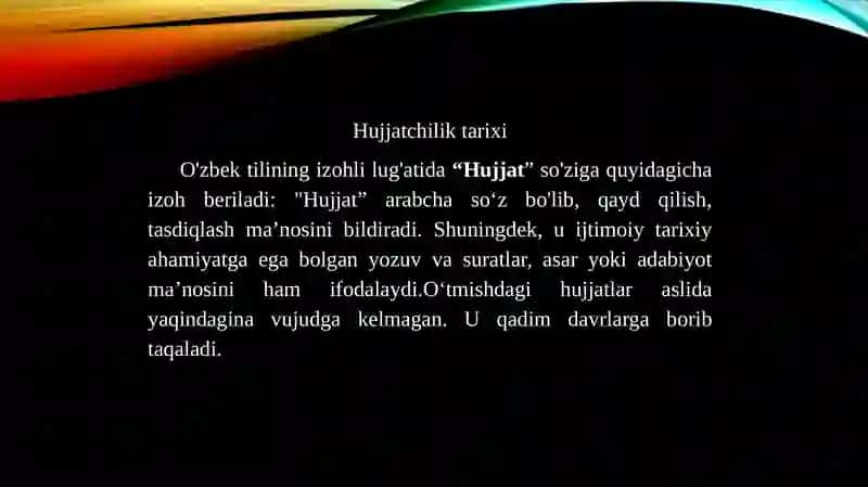 Hujjatchilik tаrixi va uning takomillashuvi 2