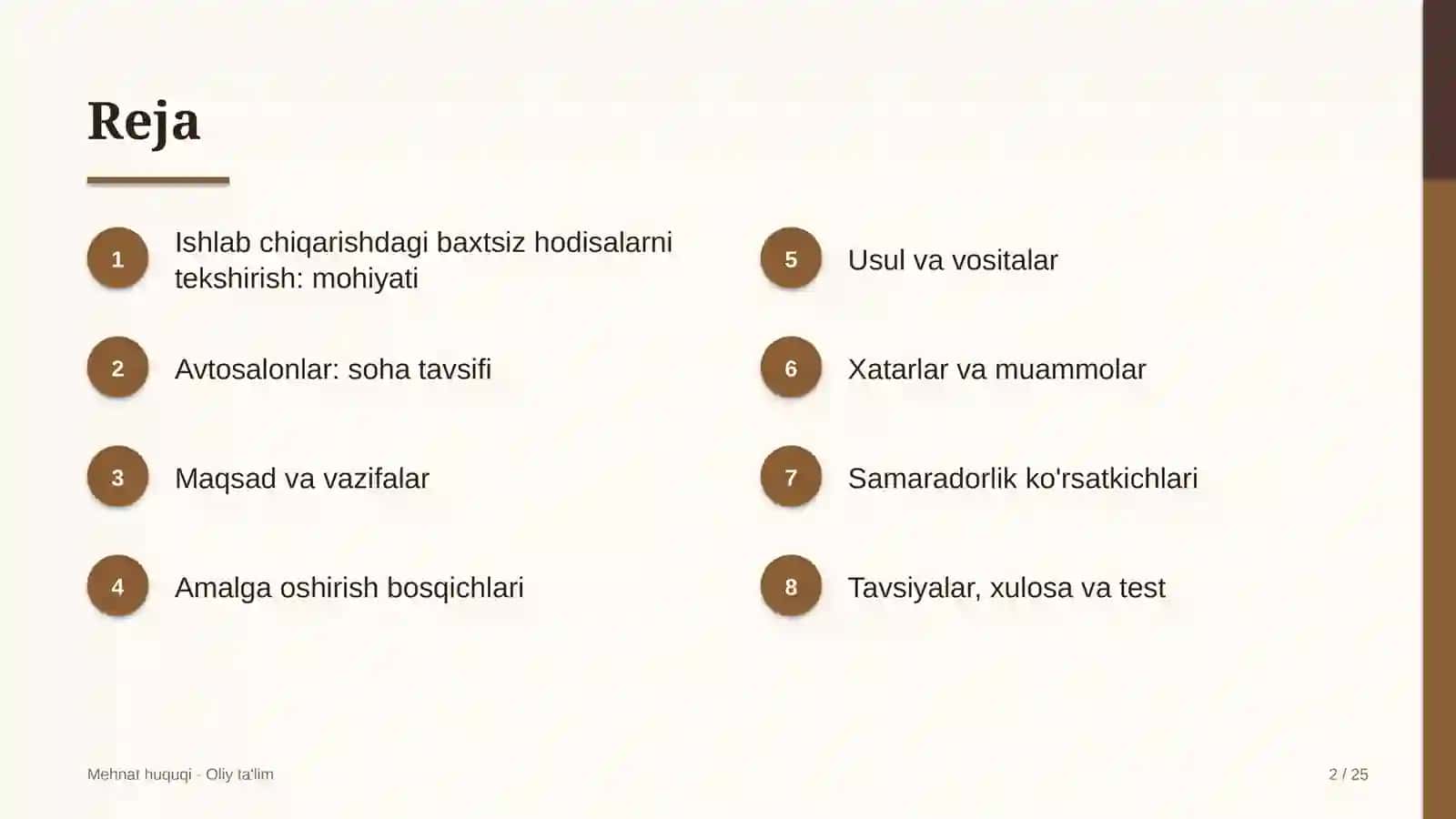 Avtosalonlarda ishlab chiqarishdagi baxtsiz hodisalarni tekshirish va hisobga olish 2