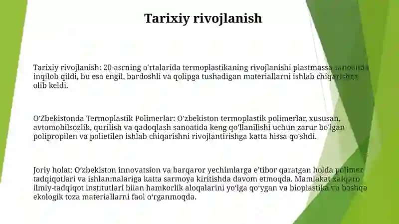 O'Zbekistonda Termoplastik Polimerlar 2