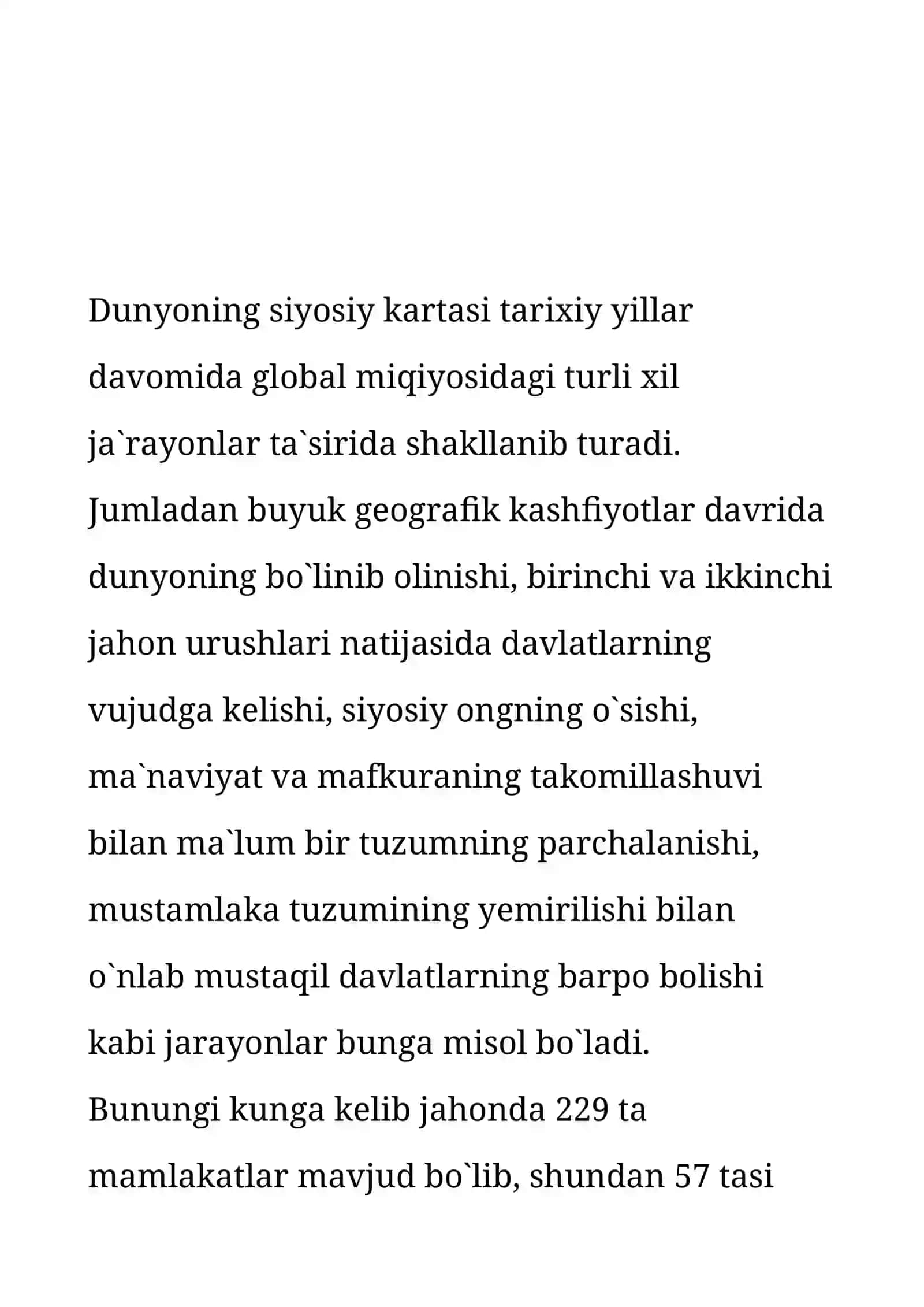 Dunyoning siyosiy kartasida Markaziy Osiyo mamlakatlari 2