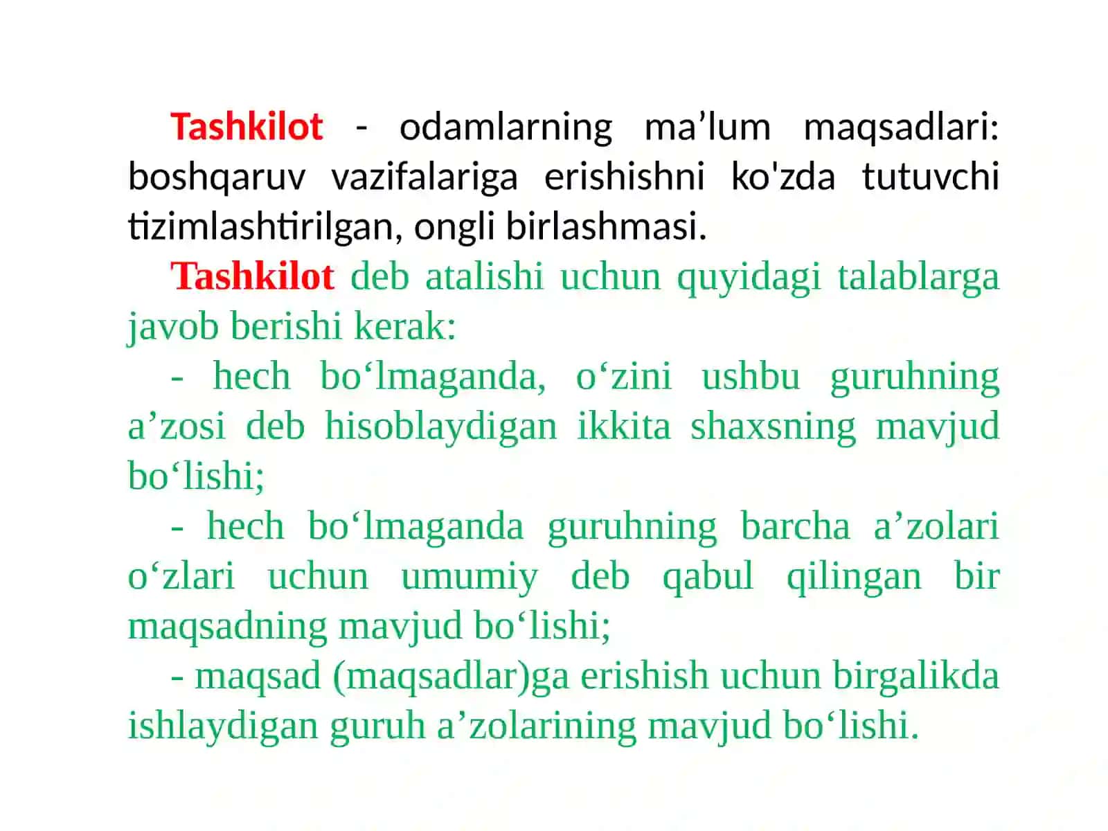 TASHKILOT VA UNI BOSHQARISH.BOSHQARISHNING TASHKILIY TUZULMALARI 2