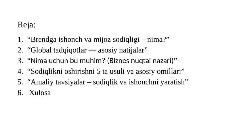 mijoz sodiqligi va brendga ishonch 2