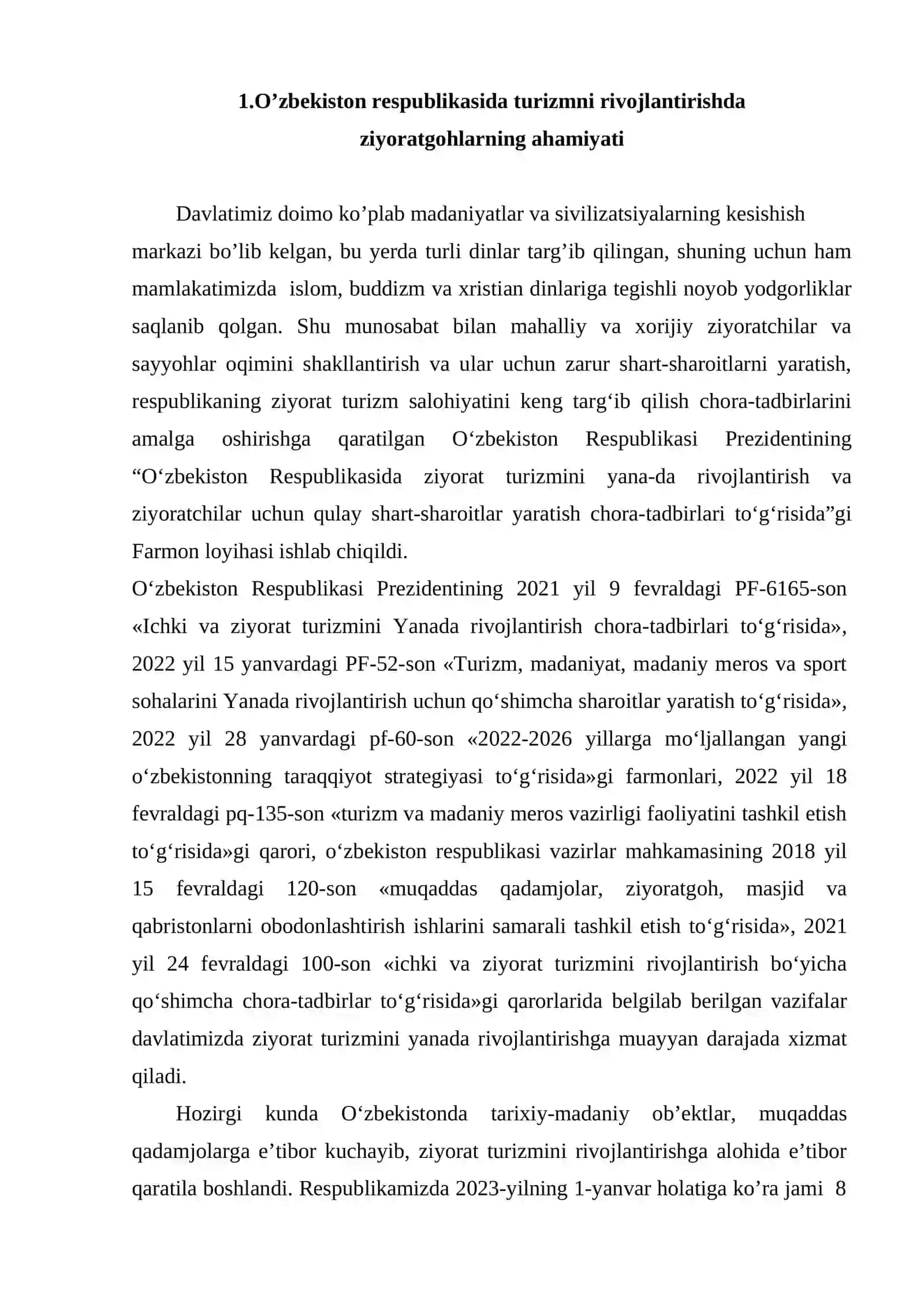 Ziyorat turizmi orqali hududiy rivojlanishni ta'minlash 2