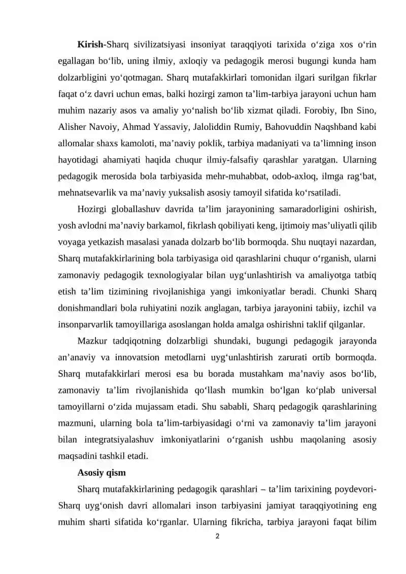 SHARQ MUTAFAKKIRLARI QARASHLARINING BOLA TA’LIM-TARBIYASIDAGI O’RNI.docx 2
