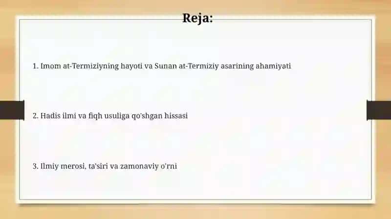 Iso at-Termiziyning islom sivilizatsiyasiga qoʻshgan hissasi 2