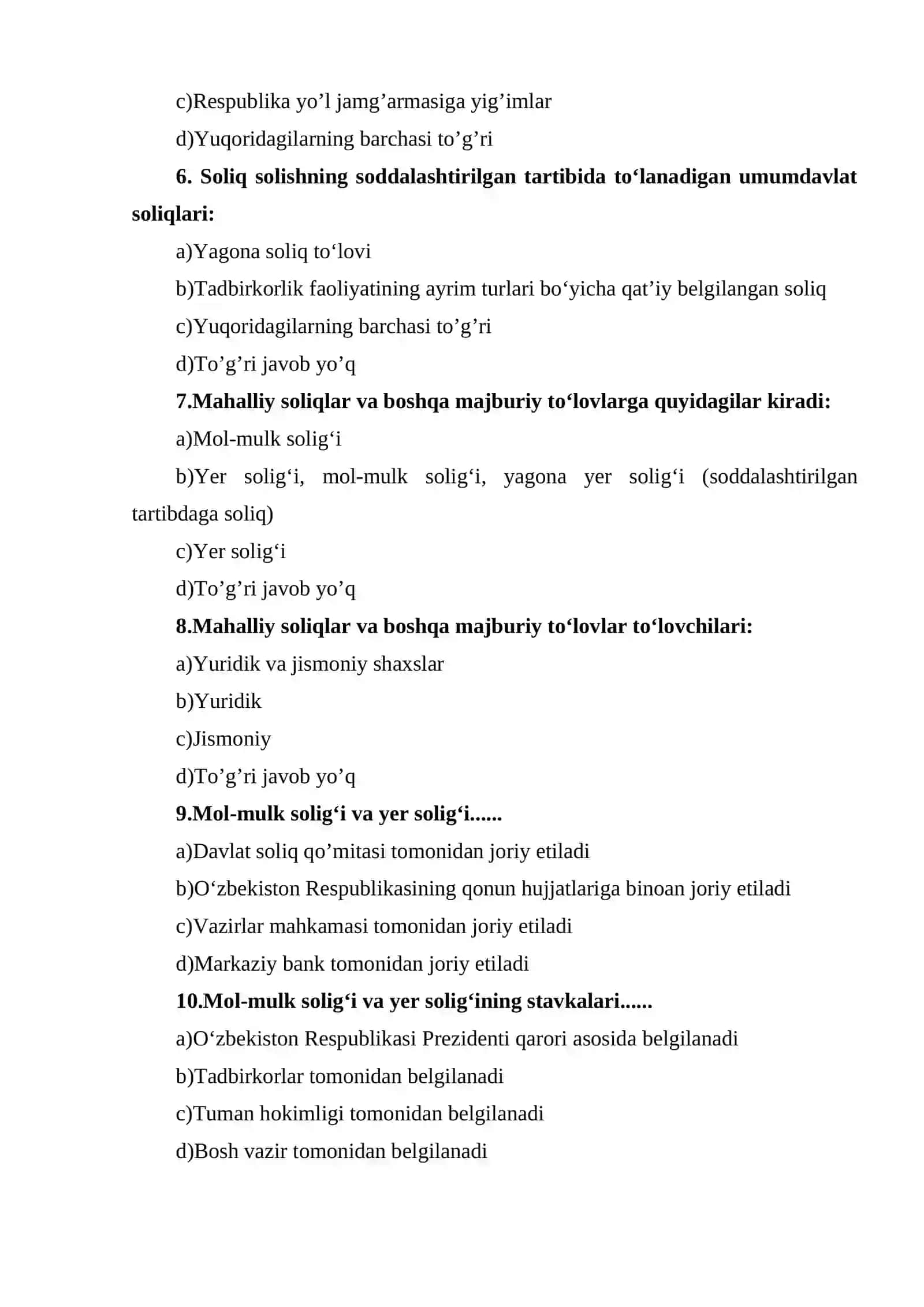 Soliq fanlari 2