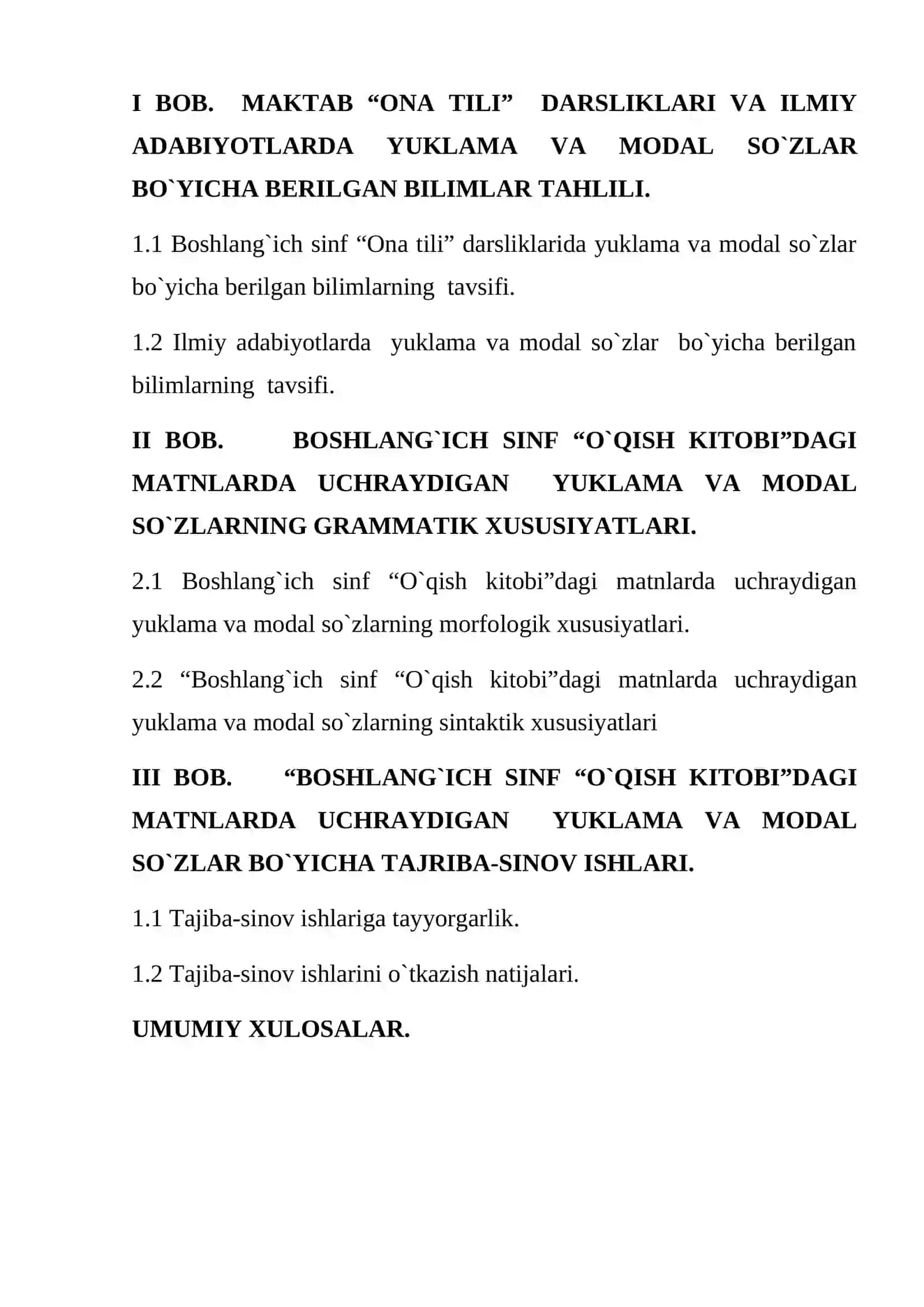 yuklama va modal sozlar bo'yicha tayyor bmi 2