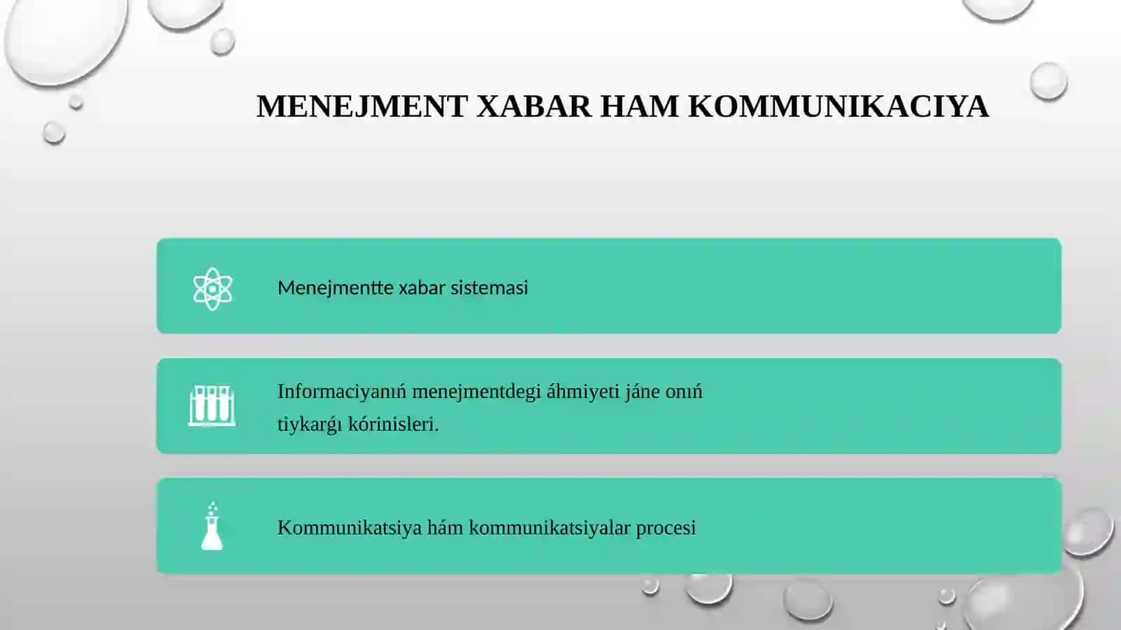 Sharwashiliqta menedjment ham islep shiǵariwdi shólkemlestiriw 2