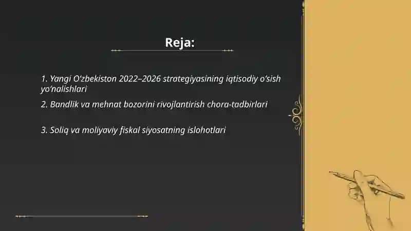 2022-2026 yillarga mo'ljallangan Yangi O'zbekiston Taraqqiyot strategiyasi 2