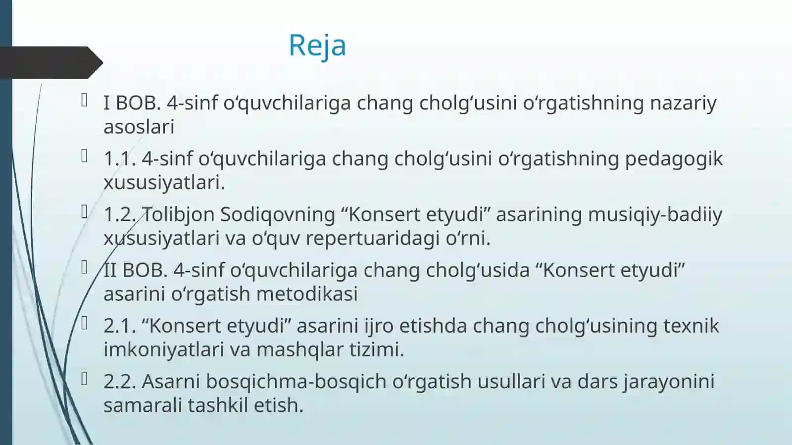 4-sinf o‘quvchilariga chang cholg[]ning “Konsert etyudi” asarini o‘rgatish metodikasi 2