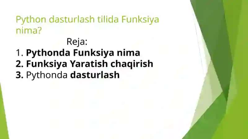 Python dasturlash tilida Funksiya nima 2