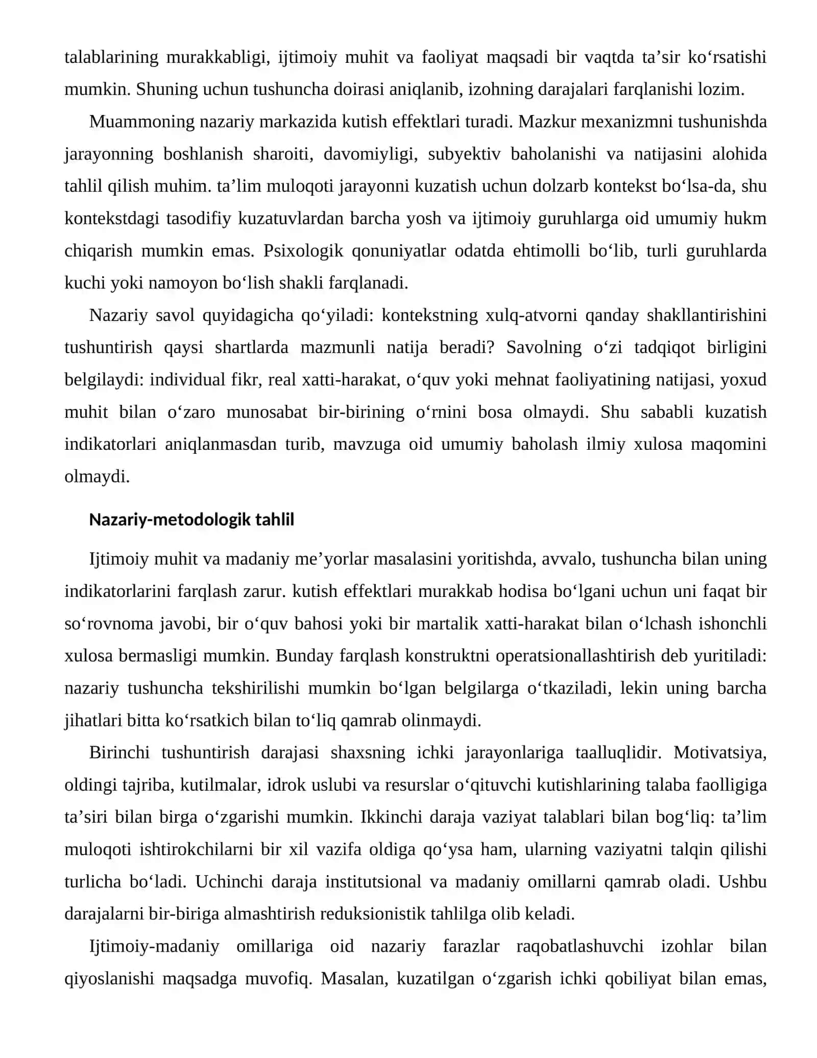 O‘QITUVCHI KUTISHLARINING TALABA FAOLLIGIGA TA’SIRI — IJTIMOIY-MADANIY OMILLARI 2