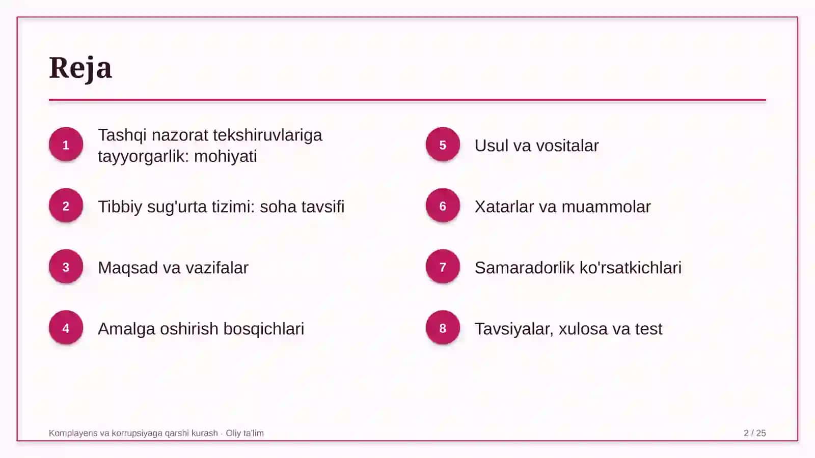 tibbiy sug'urta tizimida komplayens bo'yicha tashqi nazorat tekshiruvlariga tayyorgarlik 2788 2