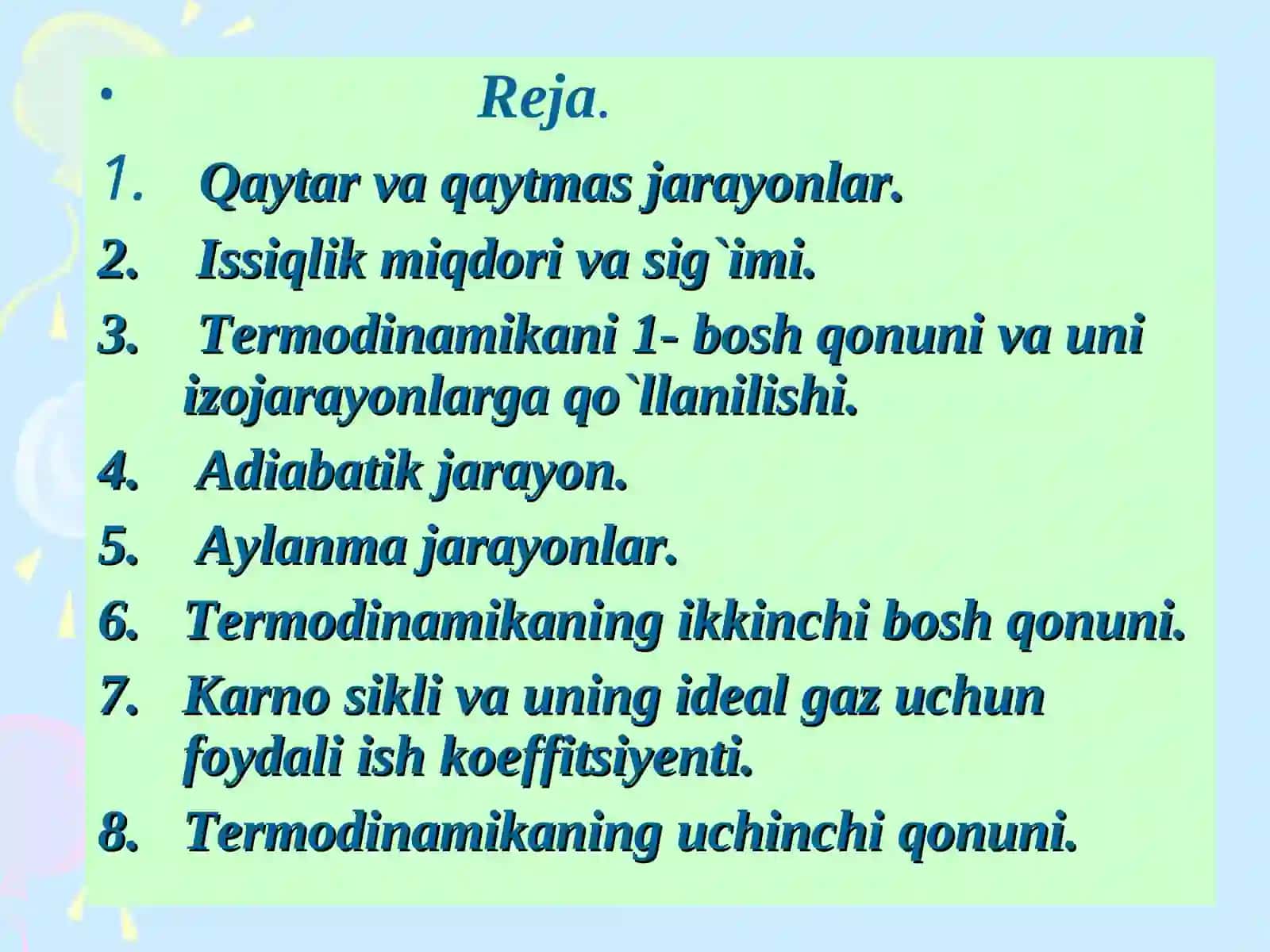 ТЕRMODINAMIKA ELEMENTLARI 2