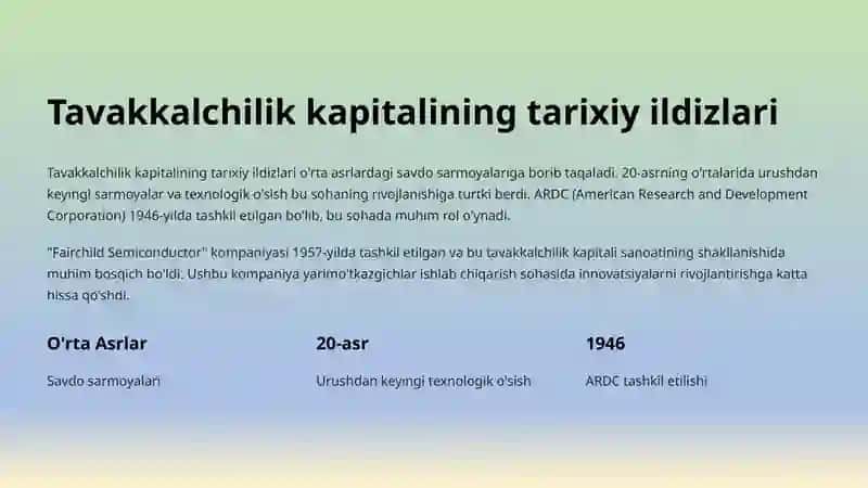 Tavakkalchilik kapitali: Tarix, rivojlanish va istiqbollar 2