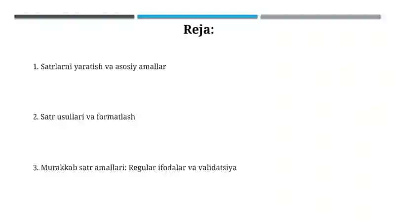 Satrlar bilan ishlash 2