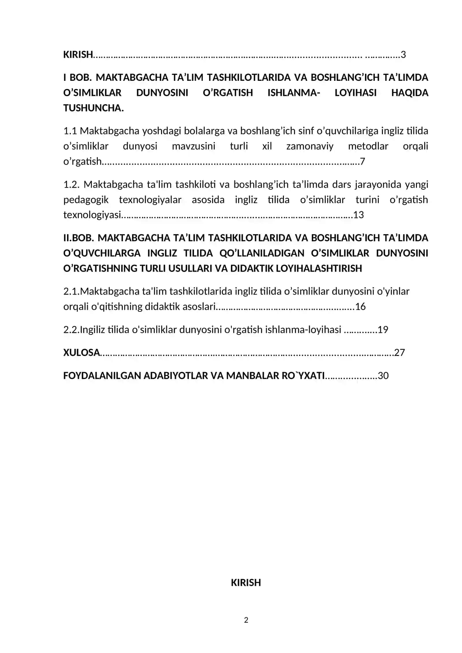 "INGLIZ TIILIDA O’SIMLIKLAR DUNYOSINI O'RGATISH ISHLANMA -LOYIHASI" 2