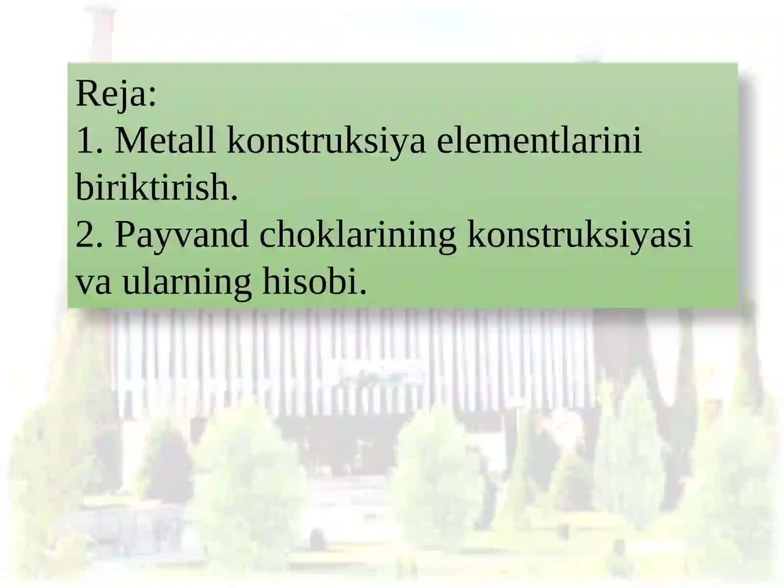 Metall konstruksiya elementlarini biriktirish. Payvand choklarining konstruksiyasi va ularning hisobi 2
