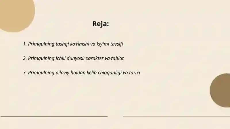 Primqul Qodirovning Jon shirin hikoyasi qahramonlari tavsifi 2