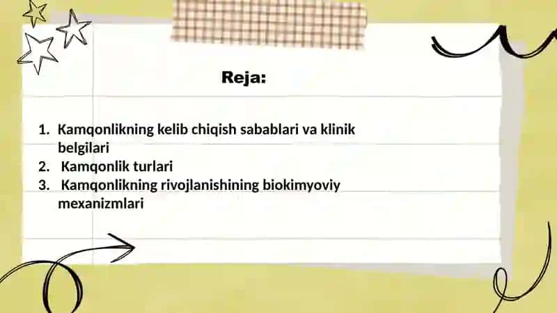 Kamqonlik turlari va sabablari. Kamqonlik rivojlanishining biokimyoviy mexanizmlari 2